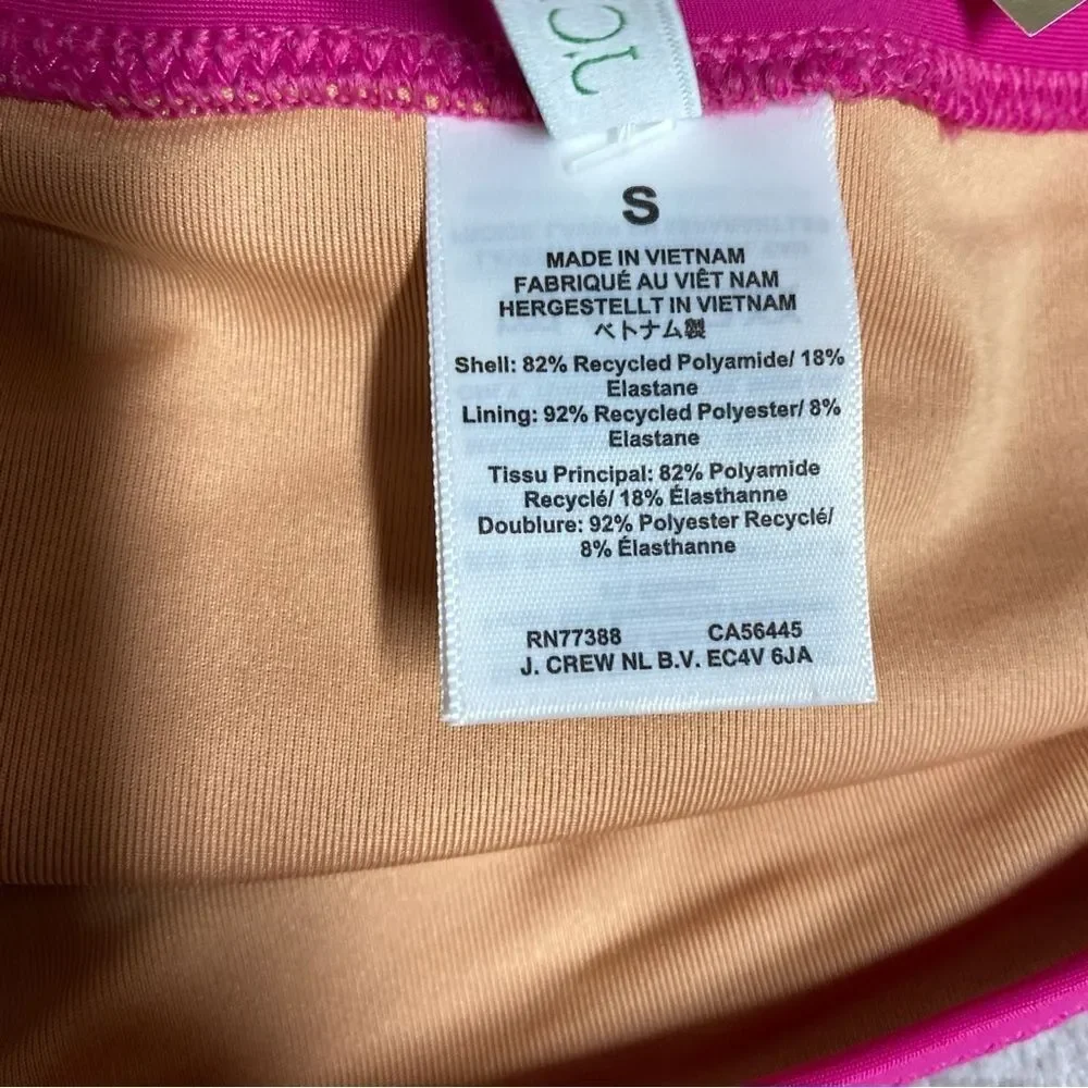 NEW J. Crew Hallie Bikini Bottom High Waist Size S Pink Radiant Fuchsia